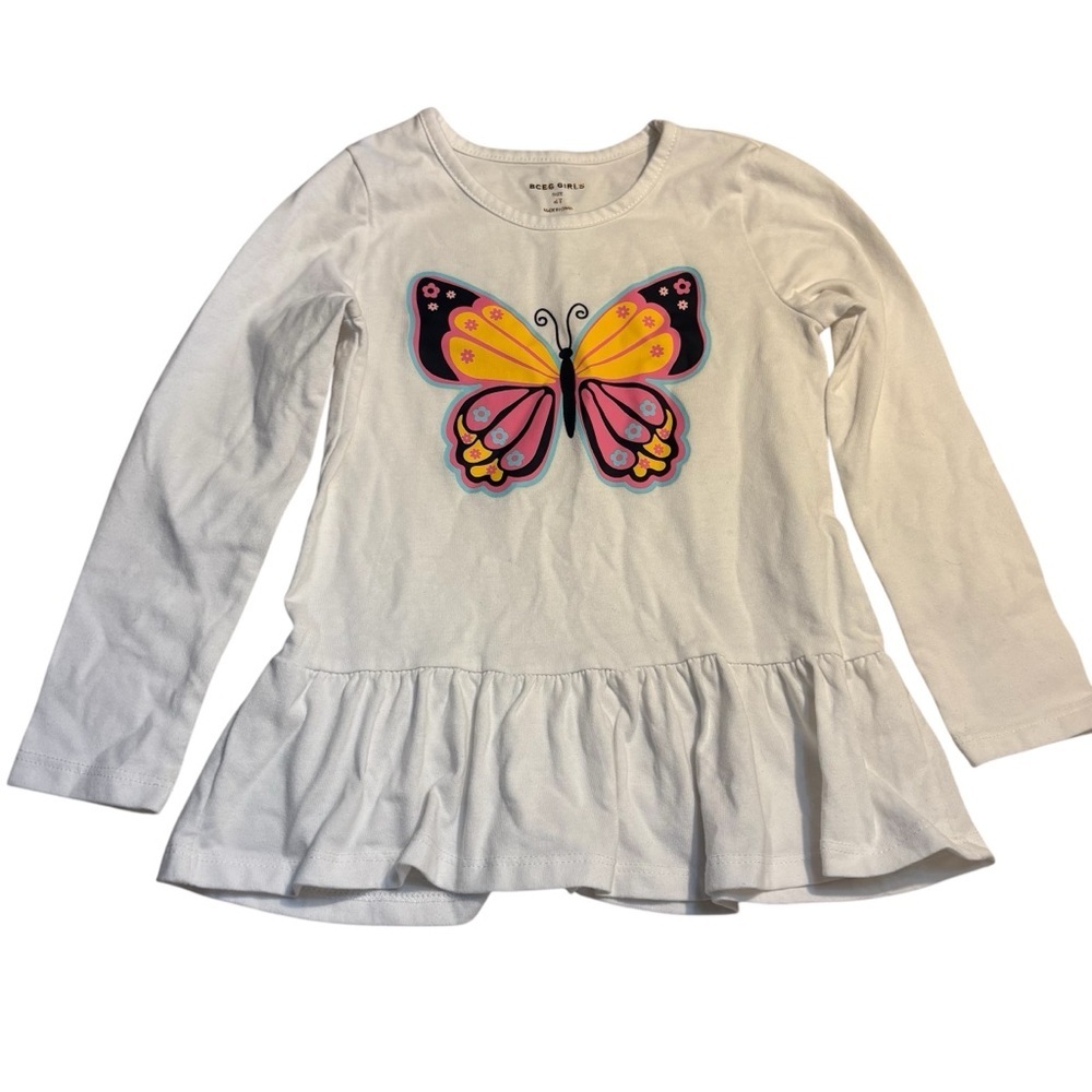 BCBG Girls Outfit Size 4T Girls Pants 2 Tops Butterfly Floral Aqua, White, Navy - Picture 5 of 10